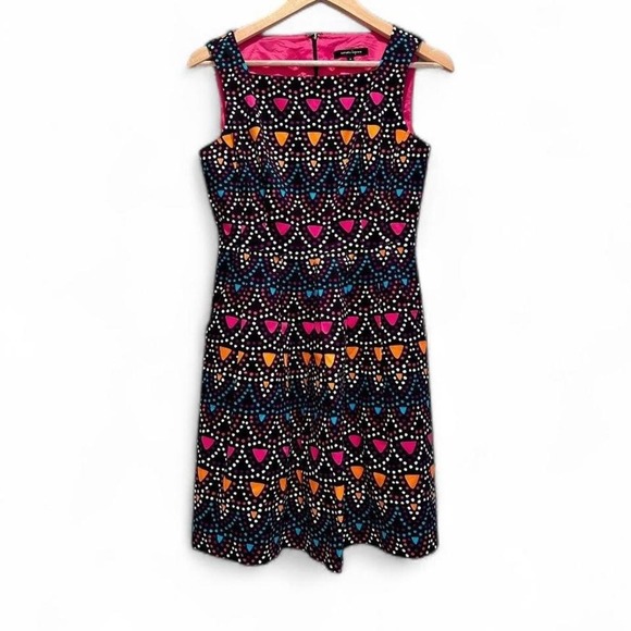Nanette Lepore Black Sleeveless Sheath Dress Colorful Polka Dot Size 6 - Picture 1 of 8